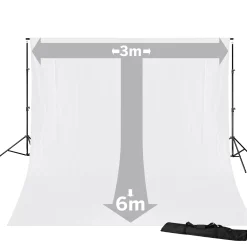 BR-D23 Hintergrundsystem + Hintergrundtuch 3 x 6m Weiß><noscript><img width=