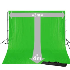 BR-D23 Hintergrundsystem + Greenscreen/ Chromakey Grün Hintergrundstoff 3 x 4m>Bresser Flash Sale