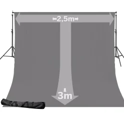 BR-D24 Hintergrundsystem + Hintergrundstoff 2,5 x 3m Grau>Bresser Outlet