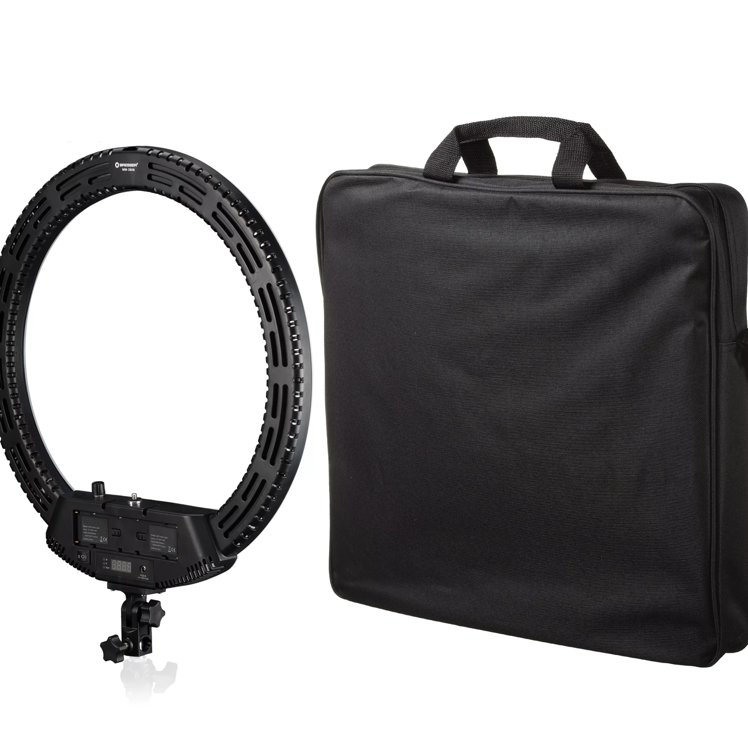 MM-26AB Bi-Color LED Ringlicht 48W dimmbar mit Smartphonehalter und Fernauslöser>Bresser Store