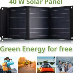 Mobiles Solar-Ladegerät 40 Watt mit USB- u. DC-Anschluss><noscript><img width=