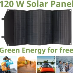 Mobiles Solar-Ladegerät 120 Watt mit USB- u. DC-Anschluss>Bresser Discount
