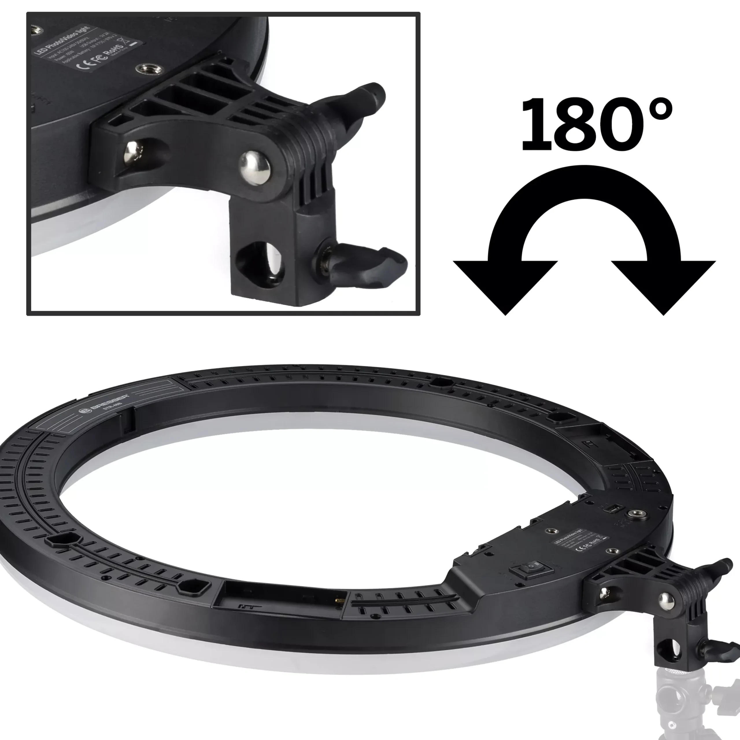 STR-48B Bi-Color LED Ringleuchte 48W dimmbar mit Kamera- und Smartphonehalter>Bresser Cheap