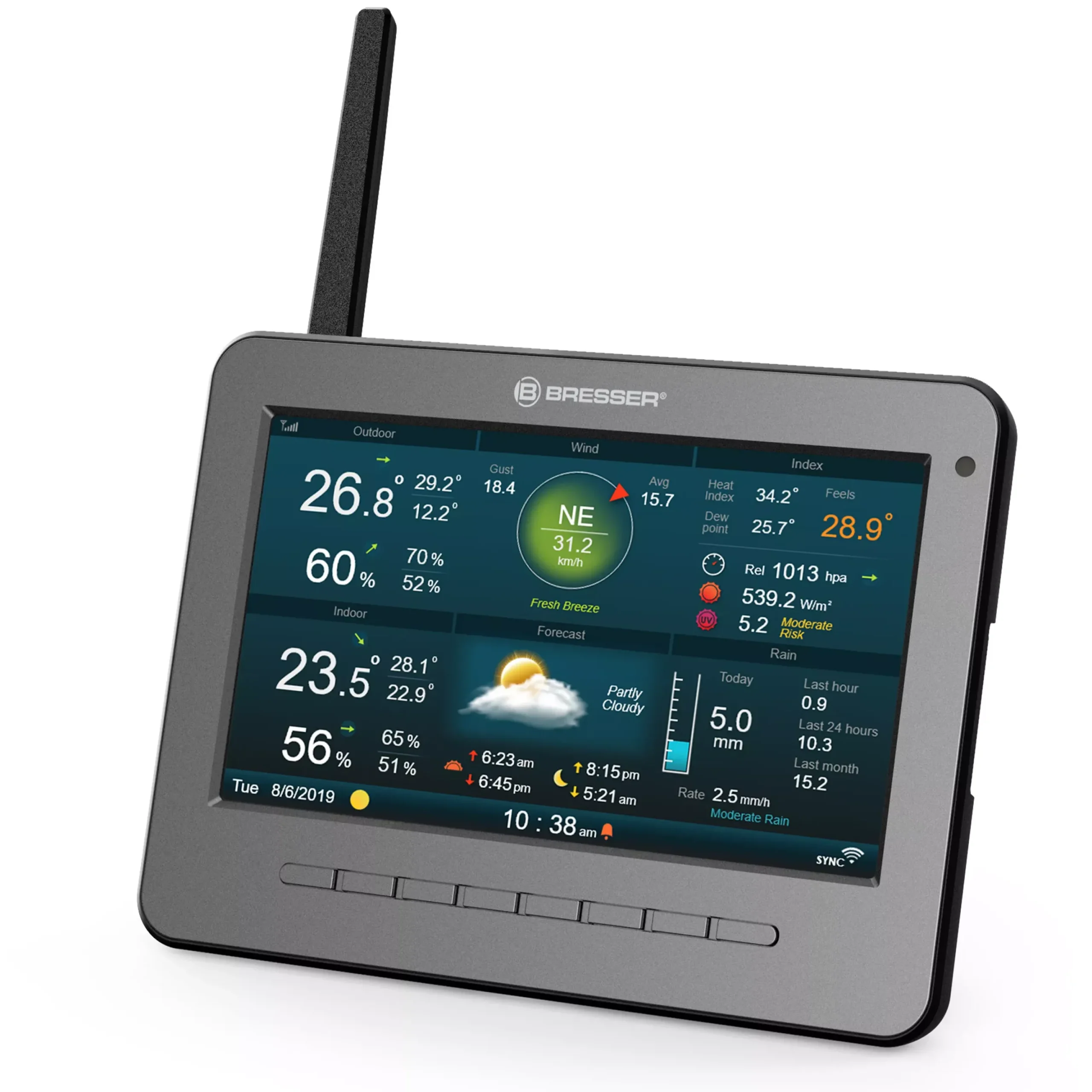 WLAN HD TFT 7-in-1-Profi-Wetterstation mit verschiedenen Anzeige-Modi>Bresser Outlet