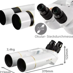 EXPLORE SCIENTIFIC BT-70 SF Großfernglas mit 62 Grad LER-Okularen 20 mm><noscript><img width=