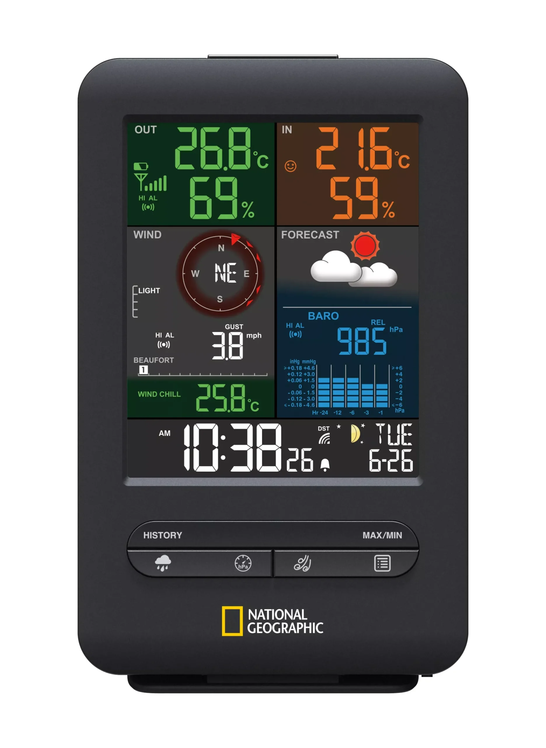 NATIONAL GEOGRAPHIC Colour-Display-Funk-Wetterstation 5-in-1>Bresser Cheap