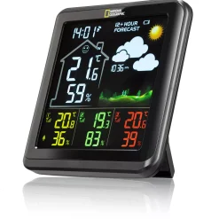 NATIONAL GEOGRAPHIC VA Farb-Wetterstation mit 3 Außensensoren, schwarz>Bresser Fashion