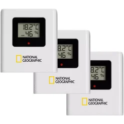 NATIONAL GEOGRAPHIC VA Farb-Wetterstation mit 3 Außensensoren, schwarz><noscript><img width=